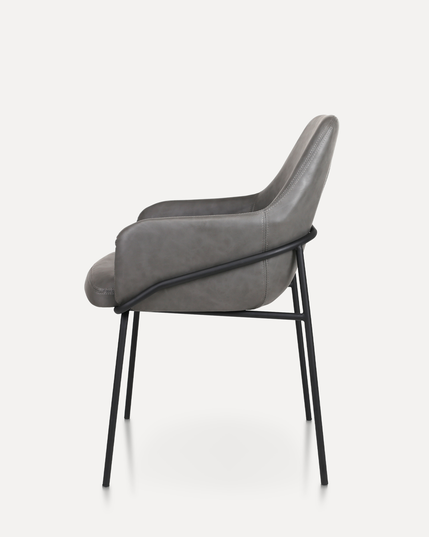 Scaun de luat masa din piele cu braț Scaun de luat masa din piele cu braț