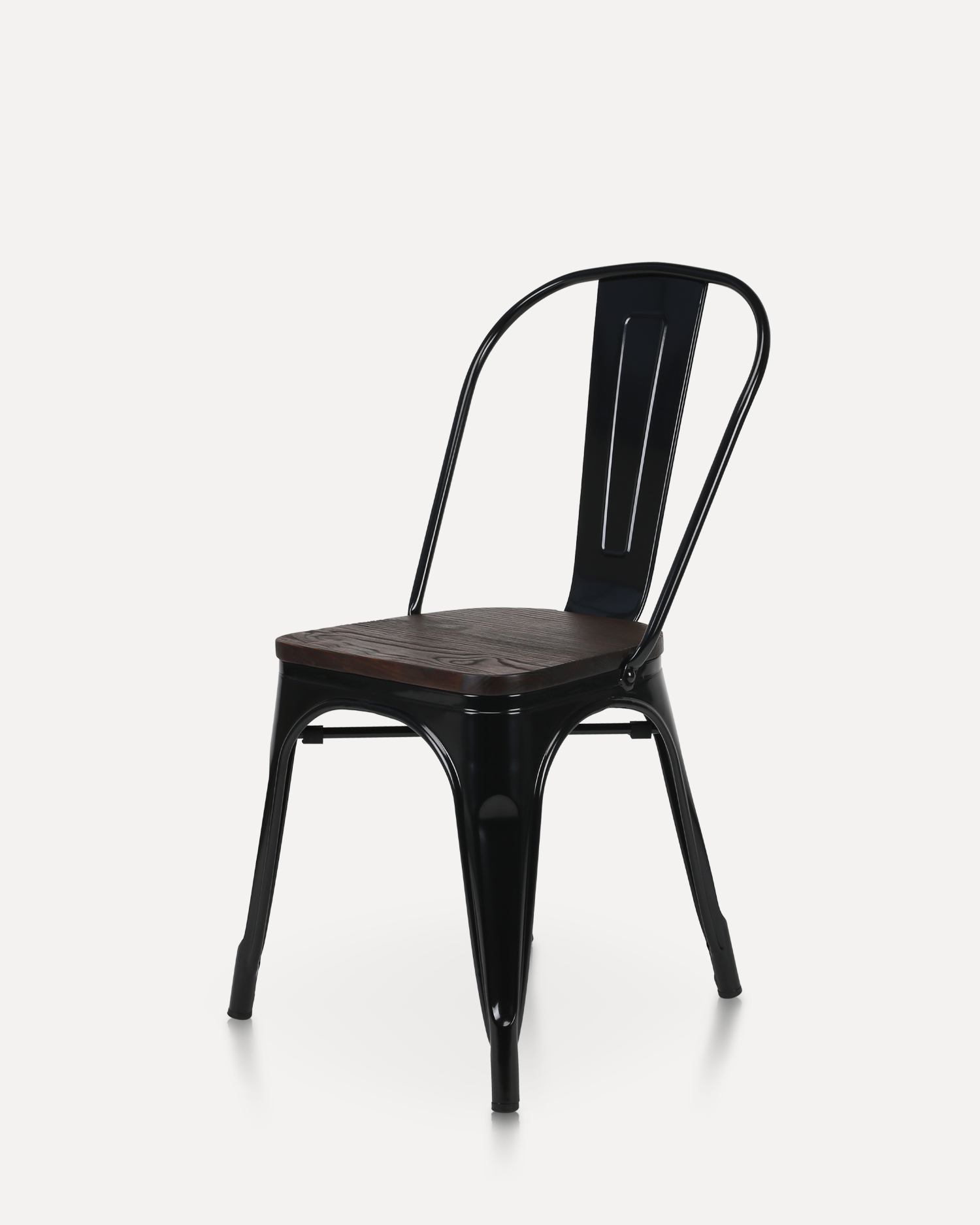 Scaun din lemn cu scaun din metal retro
